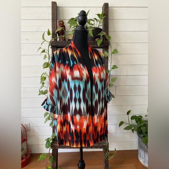 A new day: Vibrant Multicolor Open Front Kimono - Picture 6 of 17